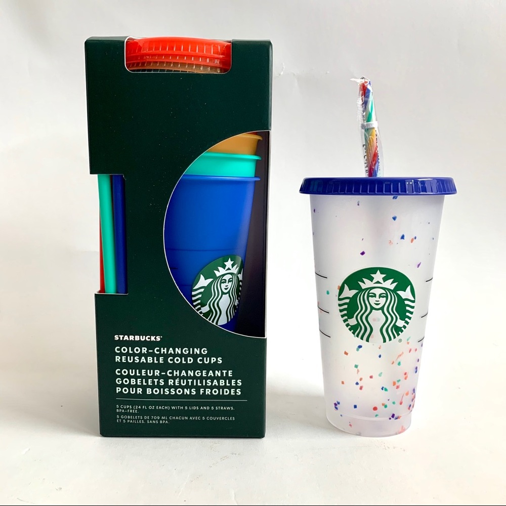 Starbucks Color Changing Cups & Confetti rainbow